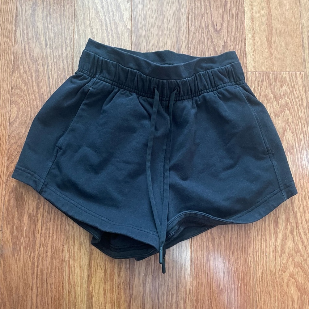Black Athletic Shorts with Elastic Waistband and Drawstring